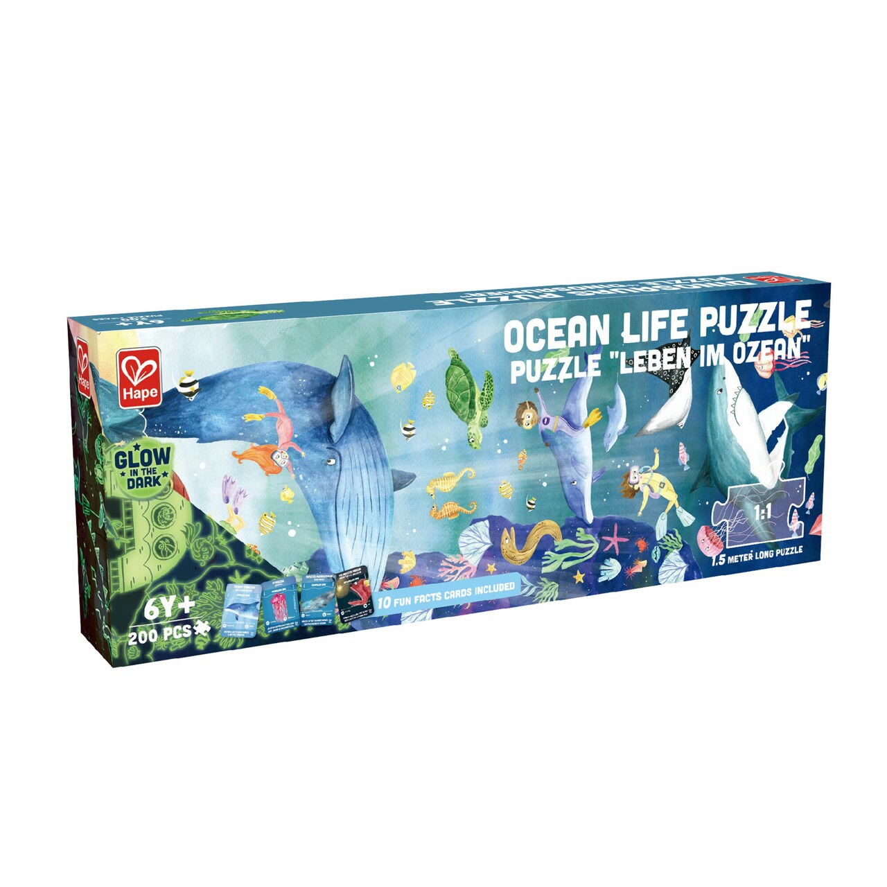 Hape Giant Glow-In-The-Dark Ocean Life Jigsaw Puzzle, 200 Pieces